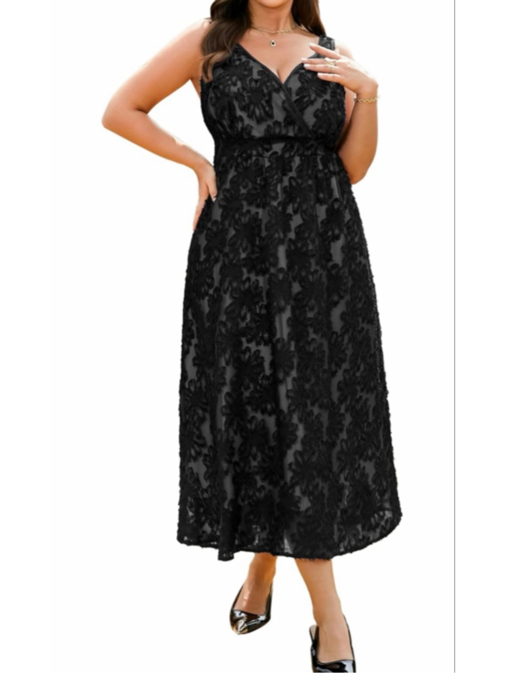 NEW Plus Size Wedding Guest Floral Lace V Neck Sleeveless Formal Dress 3X